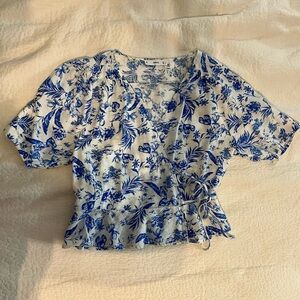 Mango Blue Floral Blouse